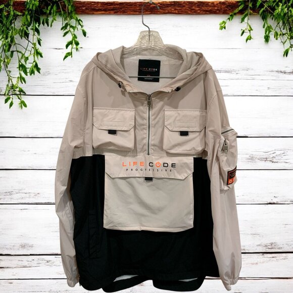 Life Code Progressive Jacket Men's XXL Windbreaker Stone Streetwear Utility Gorp - Picture 1 of 14